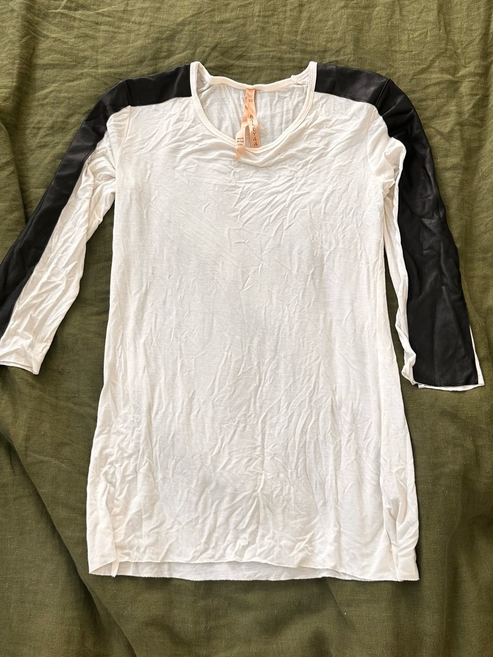 Bailey 44 White Long Sleeve Tee with Black Sleeves